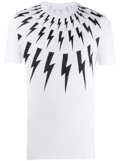 Neil Barrett Thunderbolt Pattern Crew Neck T-shirt In White | ModeSens