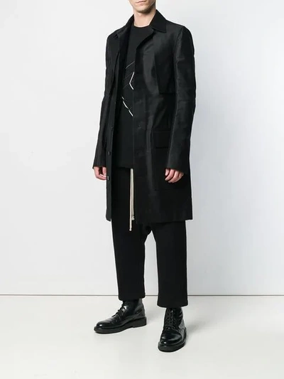 Shop Rick Owens Waxed Trench Coat In Black