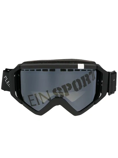 Shop Plein Sport Logo Print Ski Sunglasses - Black