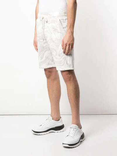 Shop John Elliott Marble Effect Track Shorts In White