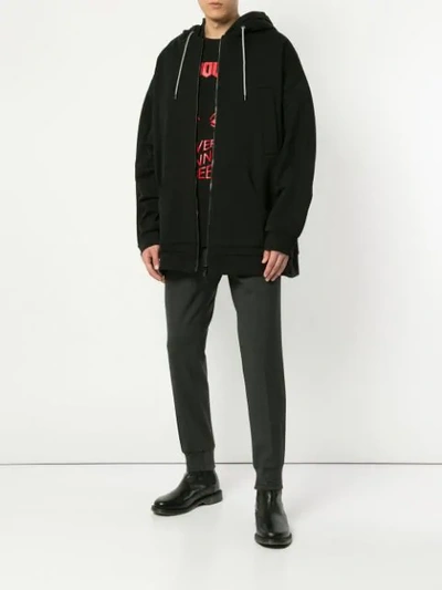Shop Wooyoungmi Hooded Zip Jacket - Black