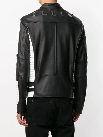 Shop Philipp Plein Bicoloured Biker Jacket In Black