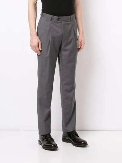 Shop Gieves & Hawkes Mid-rise Straight Leg Trousers In Grey