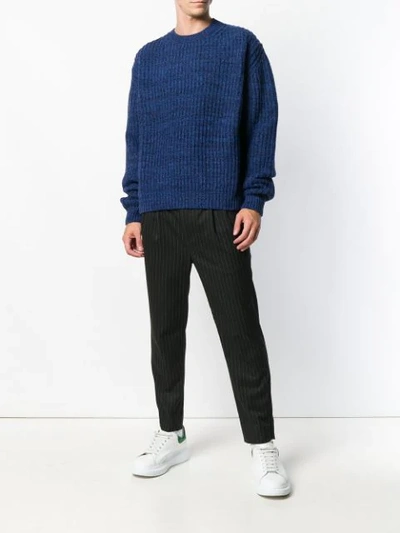 Shop Msgm Chunky Mesh Knit Sweater - Blue