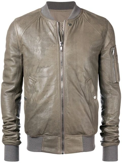 Shop Rick Owens Zipped Bomber Jacket In Neutrals