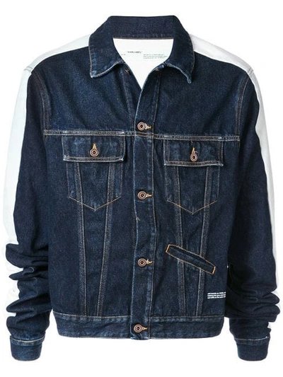 Shop Off-white Stripe Detail Denim Jacket In Blue