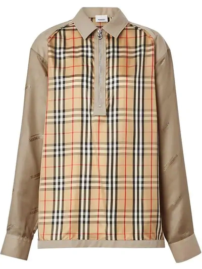Shop Burberry Seam Detail Vintage Check Shirt In Neutrals