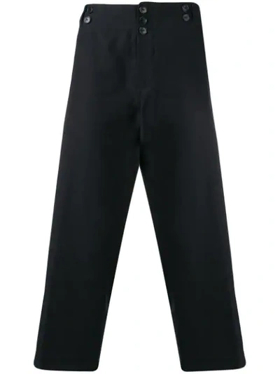 Shop Ann Demeulemeester Buttoned Cropped Trousers - Black