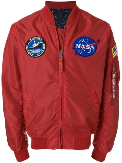 Shop Alpha Industries Nasa Bomber Jacket In Red