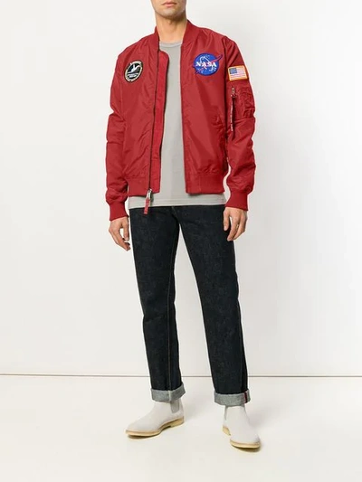 Shop Alpha Industries Nasa Bomber Jacket In Red