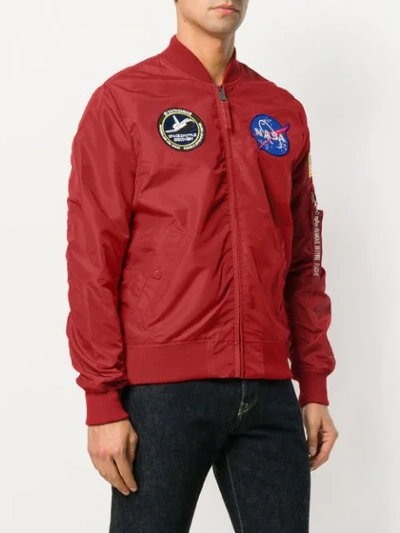 Shop Alpha Industries Nasa Bomber Jacket In Red