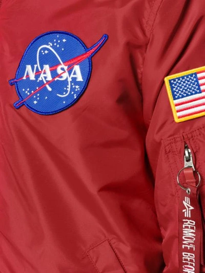 Shop Alpha Industries Nasa Bomber Jacket In Red
