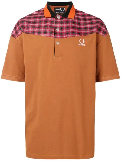 Shop Fred Perry Check Print Polo Shirt In Brown