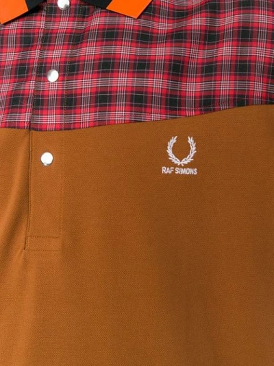 Shop Fred Perry Check Print Polo Shirt In Brown