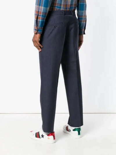 Shop Gucci Tailored Fitted Trousers In Blue