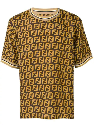 Shop Fendi T-shirt Mit Ff-print - Braun In Brown