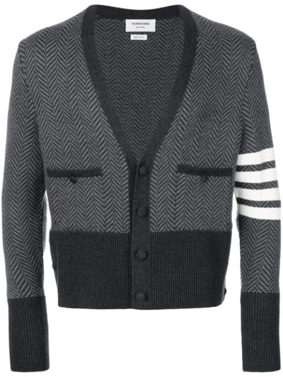 Shop Thom Browne 4-bar Stripe Cardigan In Grey