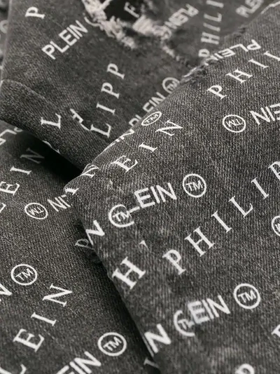 Shop Philipp Plein Logo Jeans In Black