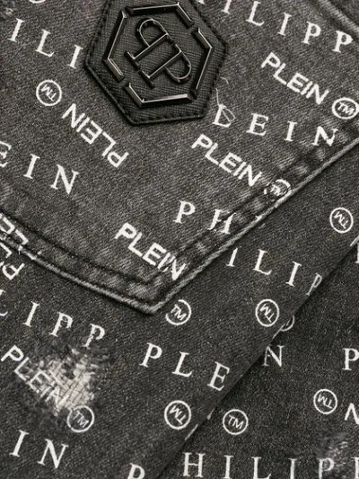 Shop Philipp Plein Logo Jeans In Black