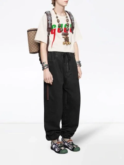 Shop Gucci Washed Cotton Jogging Pant In 1082 Black