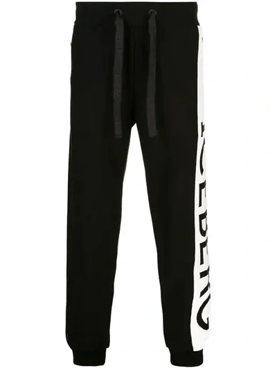 Shop Iceberg Logo Drawstring Track Trousers In Black