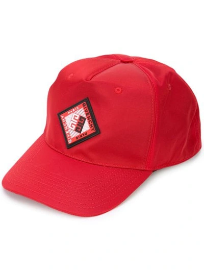 Shop Givenchy Logo Patch Baseball Cap In Red