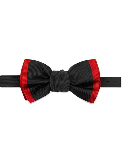 Shop Gucci Silk Faille Bow Tie In Black