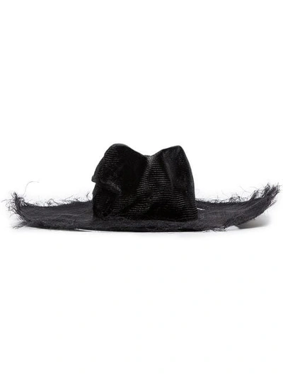 Shop Ann Demeulemeester Black Distressed Straw Hat