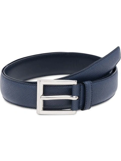 Shop Prada Saffiano Leather Belt In Blue