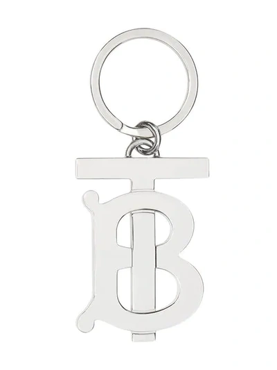 Shop Burberry Monogram Motif Palladium-plated Key Ring In Silver