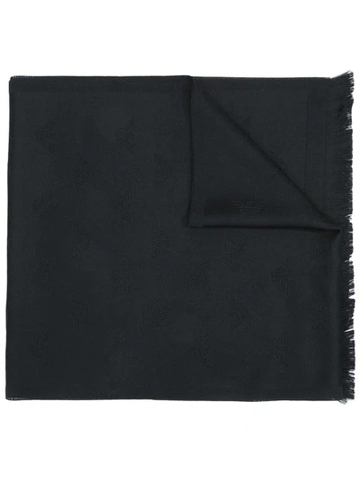 Shop Emporio Armani Jacquard Logo Scarf In Black