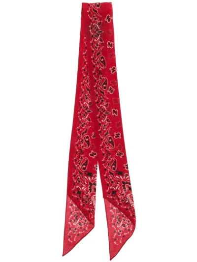 Shop Saint Laurent Printed Neck Scarf In Red