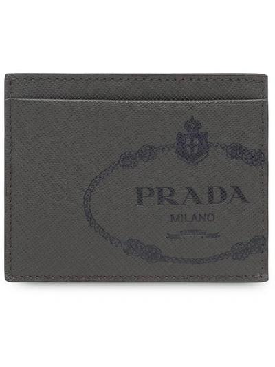 Shop Prada Kartenetui Aus Saffiano-leder - Grau In Grey