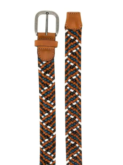 Shop Etro Braided Buckle Belt In Brown