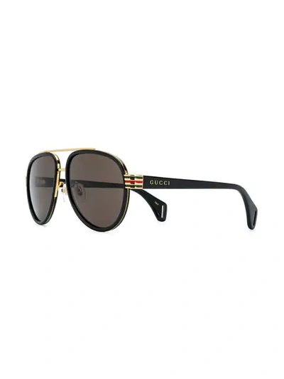 Shop Gucci Aviator-frame Sunglasses In Black