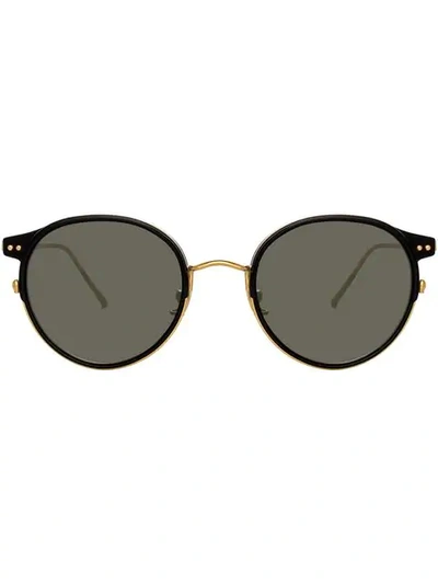 Shop Linda Farrow Oval Frame Sunglasses In Black