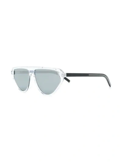 Shop Dior Eyewear Black Tie Sunglasses - White