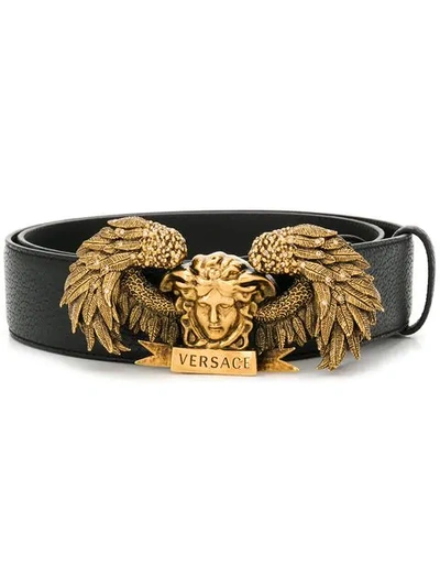 Shop Versace Medusa Buckle Belt In K41ot Nero- Oro Tribute