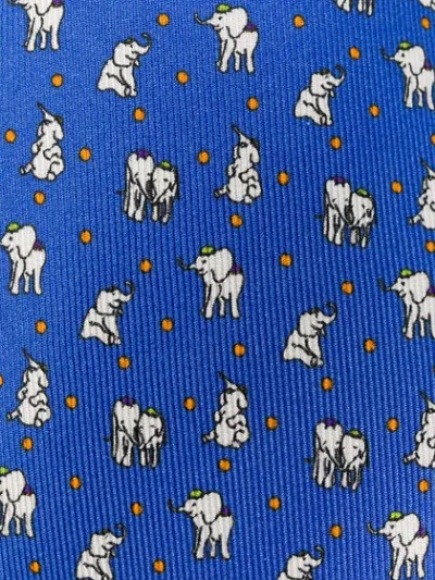 Shop Etro Elephant Patterned Tie - Blue