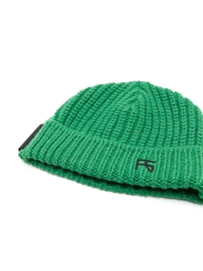 Shop Raf Simons Logo Beanie Hat - Green