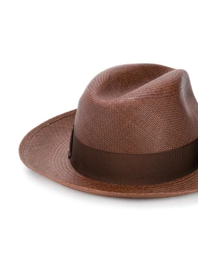 Shop Borsalino Woven Hat In Brown