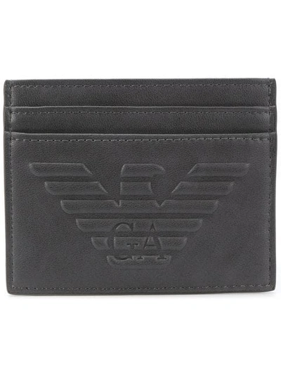 Shop Emporio Armani Logo Cardholder Wallet In Grey