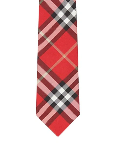 Shop Burberry Classic Cut Vintage Check Silk Tie In Red