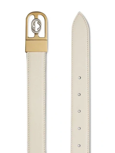 Shop Gucci Reversible Belt With Interlocking G Buckle In 9099 Bianco