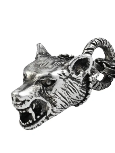 Shop Gucci Anger Forest Wolf Head Necklace In Metallic
