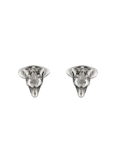 Shop Gucci Anger Forest Wolf Head Cufflinks In Silver