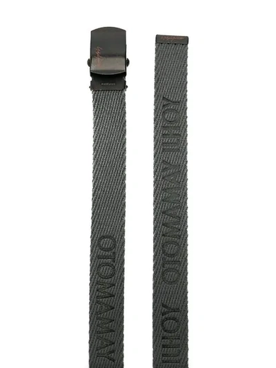 Shop Yohji Yamamoto Logo Embossed Belt In Grey