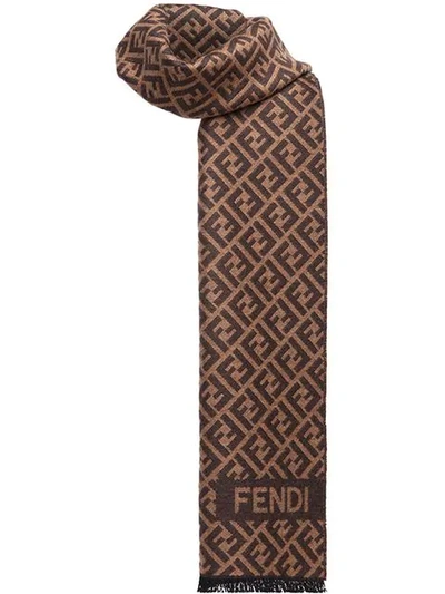 Shop Fendi Schal Mit Ff-muster In Brown