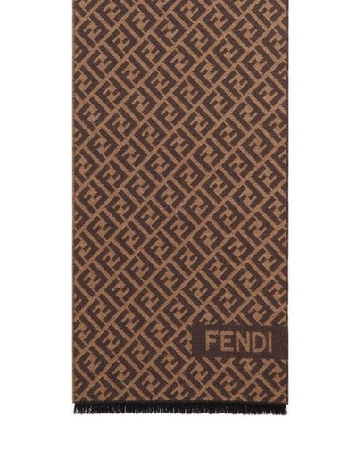 Shop Fendi Schal Mit Ff-muster In Brown