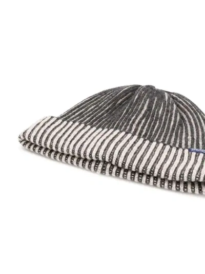 Shop Woolrich Ribbed Beanie Hat - Grey